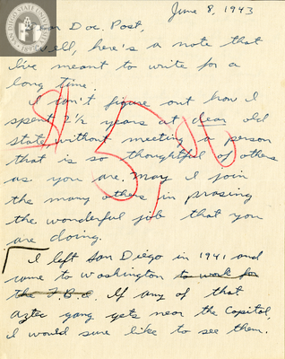 Letter from James E. Bunker, 1943