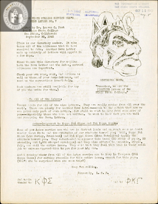 The Aztec News Letter, Number 7, September 30, 1942