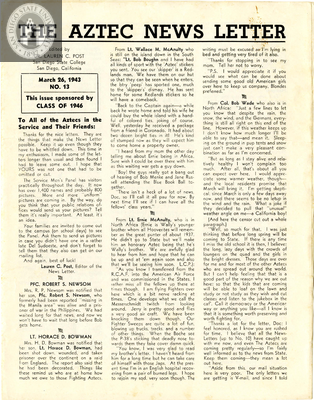 The Aztec News Letter, Number 13, March 26, 1943