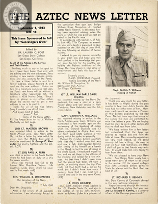 The Aztec News Letter, Number 18, September 1, 1943