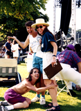 Group clowning on lawn at San Diego Pride, 1995