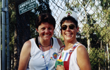 Festival goers by fence at San Diego Pride, 1995