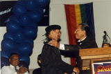 Kenny Ard receiving an Out & Free award at San Diego Pride, 1995
