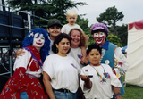 Clown performers and a family at San Diego Pride, 1995