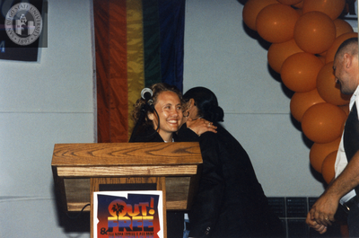 Brenda Schumacher at Out & Free award ceremony at San Diego Pride, 1995