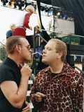 Bronski Beat lighting cigarettes backstage at San Diego Pride, 1995