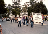 "Gay labor San Diego" banner at Pride parade, 1991