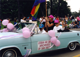Lesbian and Gay Archives of San Diego car in Pride parade, 1990