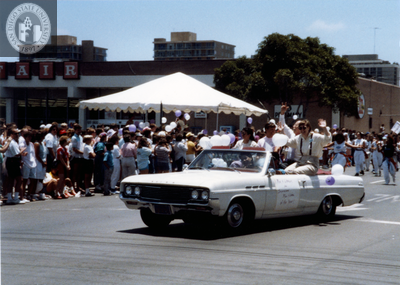 Man and Woman of the Year car in Pride parade, 1988