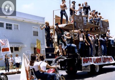 Participants on Hard Labor Leather float at Pride parade