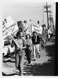 Picket line of protesters during Gay Liberation Front picket at SDPD, 1971