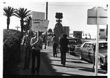 Stephen Bell and picketers during Gay Liberation Front picket at SDPD, 1971