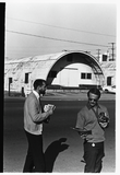 Two men with cameras during Gay Liberation Front picket at SDPD, 1971