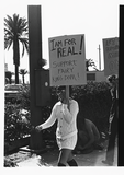"I am for real!" sign at Gay Liberation Front picket, 1971