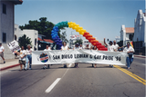 "San Diego lesbian & gay pride '96" banner at Pride parade, 1996