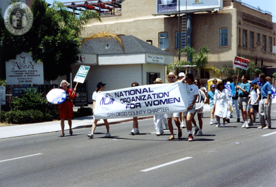 National Organization for Women banner in Pride parade, 1992