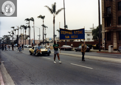  "Stepping Stone San Diego" banner in Pride parade, 1982