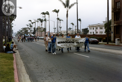 "San Diego Democratic Club" banner at Pride parade, 1982