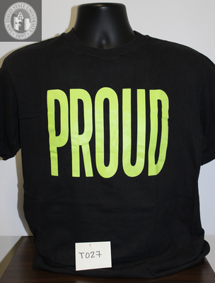 "PROUD" written on a black T-Shirt