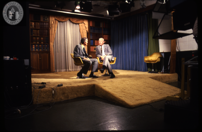 Lionel Van Deerlin interviewed in a television studio, 1978