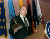 Lionel Van Deerlin with a trophy, 1963