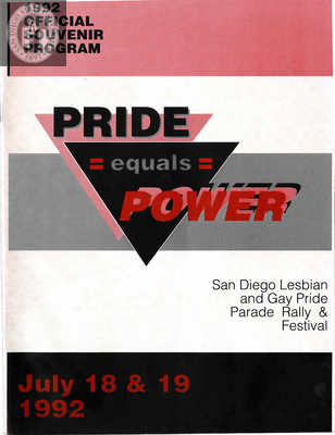 "Official Souvenir Program, Pride equals Power, Parade, Rally, Festival," 1992