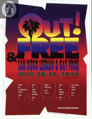 "Official Souvenir Program:  Out! & Free, San Diego Lesbian & Gay Pride," 1995