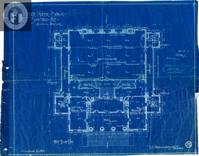 Central Portion and First Floor Plan, San Diego Normal School, 1903