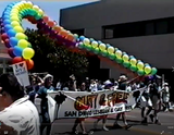 San Diego Pride Parade and interview with Morris Kight, 1995