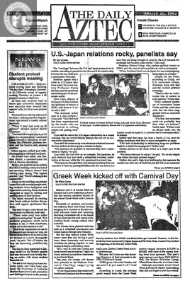 The Daily Aztec: Friday 03/20/1992