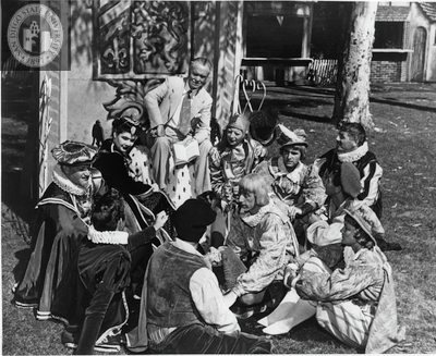 Director B. Iden Payne and actors rehearse for Twelfth Night, 1949